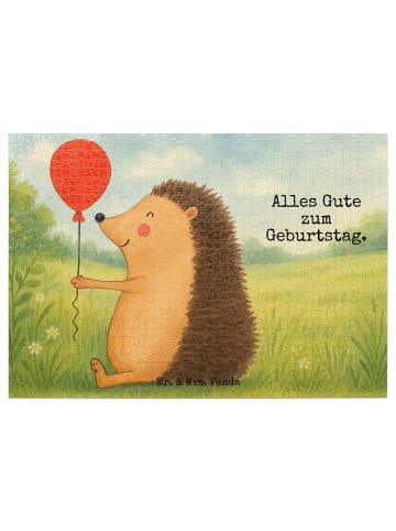 Mr. & Mrs. Panda Puzzle Igel Luftballon Design mit Spruch in Weiß