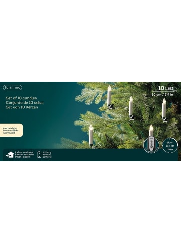 LUMINEO LED Kerzen Weiß 10 Stück, mit Fernbedienung in warm weiß