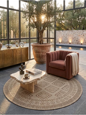 KADIMA DESIGN Balkon-Teppich VIGOLENO Boho Wohnzimmer Terrasse in Beige-Braun