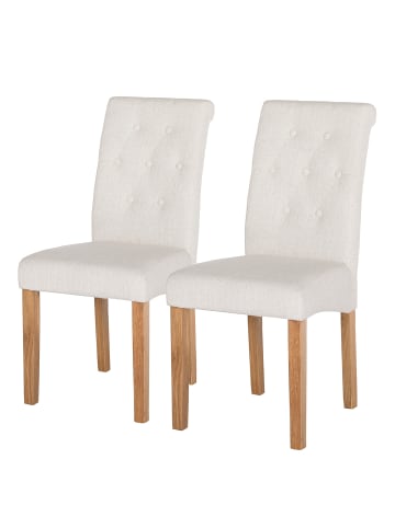home24 Polsterstuhl Jeanne (2er-Set) in Creme