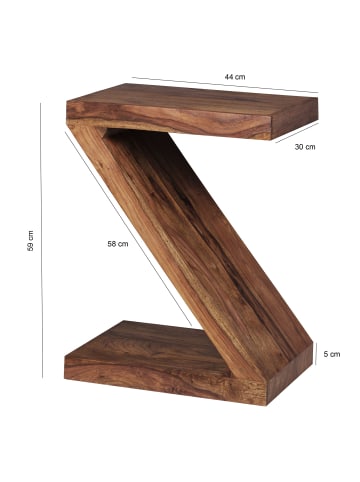 FineBuy Beistelltisch in Braun / Sheesham / 30x44x59