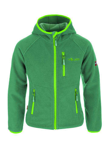 Trollkids Fleece-Jacke mit Kapuze "Stavanger" in Dunkelgrün / Hellgrün