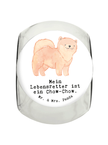 Mr. & Mrs. Panda Leckerli Glas Chow-Chow Lebensretter mit Spruch in Weiß