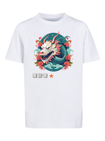 F4NT4STIC T-Shirt Drache mit Blumen in weiß