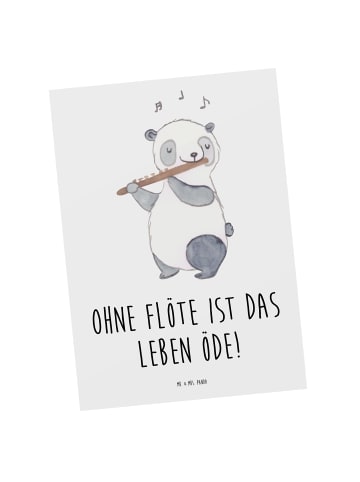 Mr. & Mrs. Panda Postkarte Flöte Leben mit Spruch in Weiß