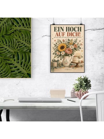 Mr. & Mrs. Panda Wandbild Kuchen nostalgisch Design mit Spruch in Weiß