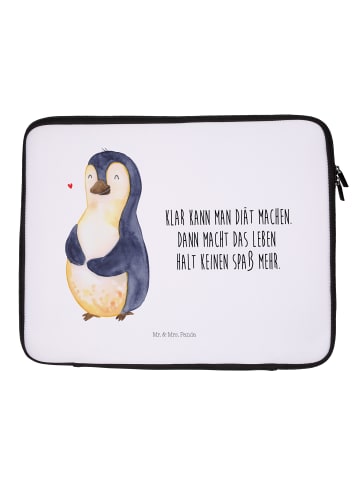 Mr. & Mrs. Panda Notebook Tasche Pinguin Diät mit Spruch in Weiß