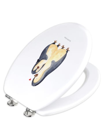 Mr. & Mrs. Panda Toilettendeckel Pinguin umarmen ohne Spruch in Weiß