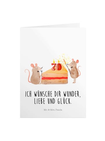 Mr. & Mrs. Panda Grußkarte Geburtstag 70. Geburtstag Mäuse Kuche... in Weiß