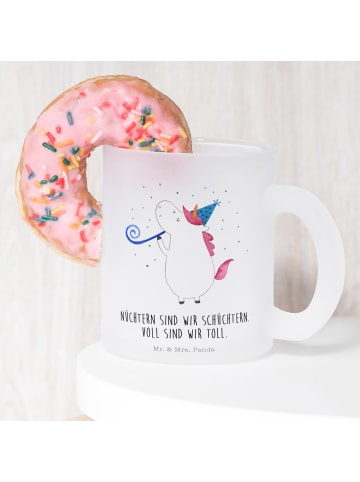 Mr. & Mrs. Panda Teetasse Einhorn Party mit Spruch in Transparent