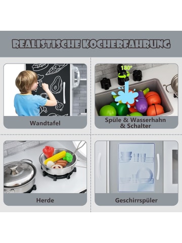 COSTWAY Kinderküche mit 10 Spielzubehör in Weiß