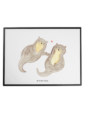 Mr. & Mrs. Panda Tischschutzmatte Otter Hände halten ohne Spruch in Weiß