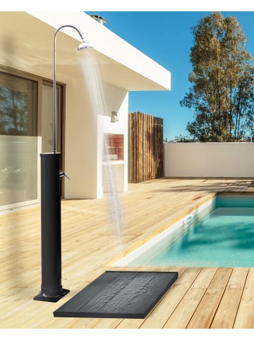 Beliani Gartendusche JUANILLO in Schwarz/Silber - (W) 20 x (H) 214 x (L) 20 cm