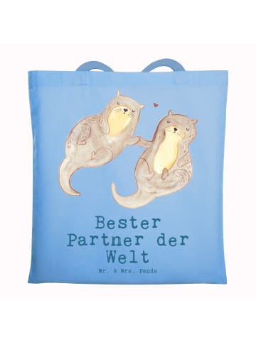 Mr. & Mrs. Panda Beutel Otter Bester Partner der Welt mit Spruch in Sky Blue
