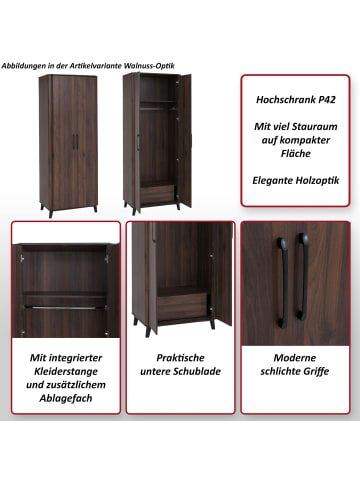 MCW Hochschrank P42 2  Türen, Wotan-Eiche-Optik