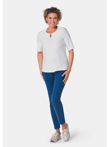 GOLDNER Stretchshirt mit floralem Muster in weiß