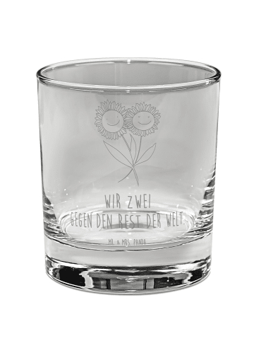 Mr. & Mrs. Panda Whiskyglas Blume Sonnenblume mit Spruch in Transparent