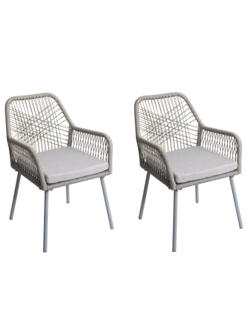 MCW 2er-Set Gartenstuhl O12, Hellgrau, Bezug hellgrau