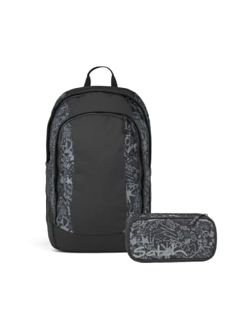Satch Schulrucksack-Set AIR "Street Ink" 2-tlg. in Schwarz