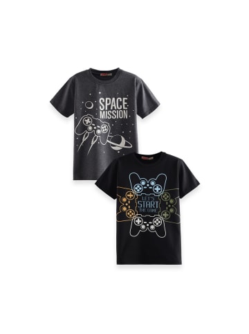 Denokids T-Shirt 2 Pack Boy Black&Anthracite in schwarz
