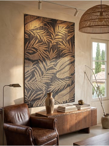 KADIMA DESIGN Teppich Outdoor VIGOLENO Boho botanisch Schlafzimmer Diele in Schwarz-Sandbraun