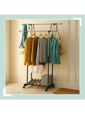 relaxdays Kleiderständer in Silber/Schwarz