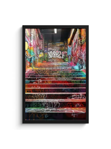 MuchoWow Poster mit Leiste Bunte Treppe  (BxH)