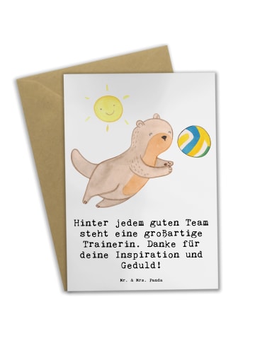 Mr. & Mrs. Panda Grußkarte Volleyball Trainerin mit Spruch in Weiß