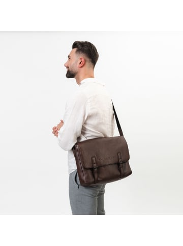Farmhood Memphis Aktentaschen Messenger Leder 38 cm Laptopfach in dark brown