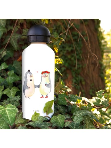 Mr. & Mrs. Panda Kindertrinkflasche Pinguin Heirat ohne Spruch in Weiß