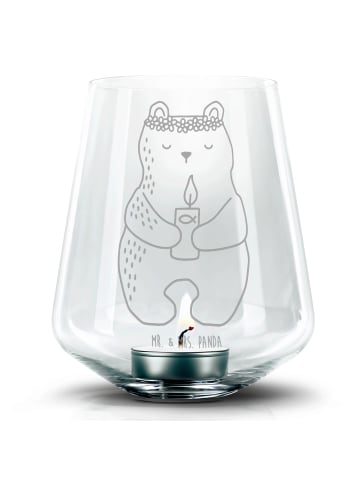 Mr. & Mrs. Panda Windlicht Glas Bär Kommunion ohne Spruch in Transparent