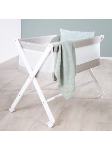 roba Stubenbett klappbar mit Rollen & Matratze, Canvas, 90 x 40 cm - Weiß-Grau