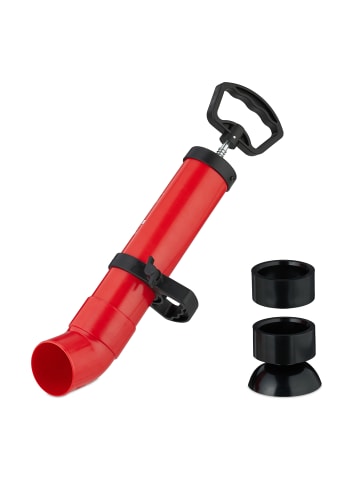 relaxdays Rohrreinigungspumpe in Schwarz/ Rot