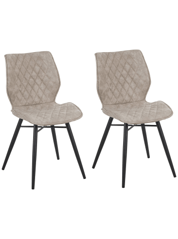 Beliani 2er-Set Esszimmerstuhl LISLE in Beige/Schwarz