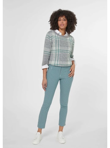 MADELEINE Schlanke Jacquard-Hose zum Schlüpfen in weiß / lagune