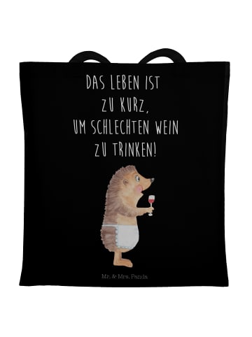 Mr. & Mrs. Panda Umhängebeutel Igel Wein mit Spruch in Schwarz