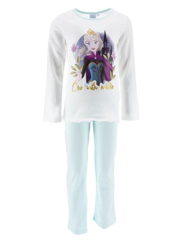 Disney Frozen 2tlg. Outfit: Schlafanzug Anna und Elsa Langarmshirt mit Hose in Weiß