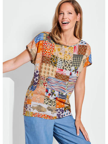 GOLDNER Druckbluse Luftige Viskosebluse mit Patch-Print in gelb / gemustert