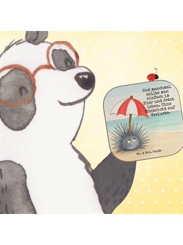 Mr. & Mrs. Panda Glasuntersetzer Seeigel Design mit Spruch in Weiß