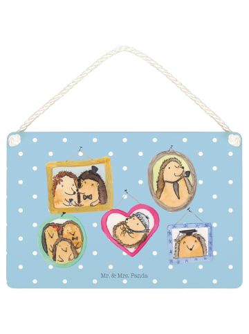 Mr. & Mrs. Panda Türschild Igel Familie ohne Spruch in Blau Pastell