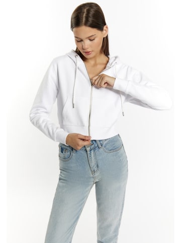 myMo Damen Zip Hoodie Cropped in Weiss