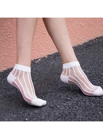 MUNADUNA 4er-Pack kurze gestrickte Mesh-Socken in Schwarz
