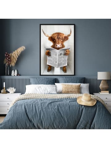 MuchoWow Poster mit Bilderrahmen Braun