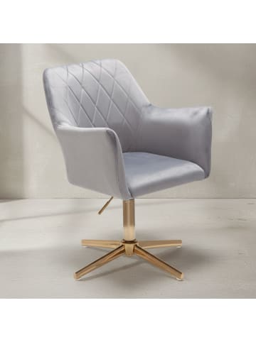 KADIMA DESIGN Schreibtischstuhl Samt Design Drehstuhl mit Lehne, Schalenstuhl in Grau