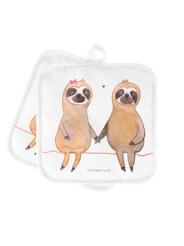 Mr. & Mrs. Panda Topfuntersetzer Faultier Pärchen ohne Spruch in Weiß