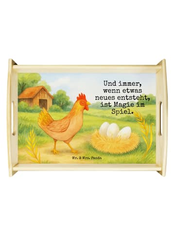 Mr. & Mrs. Panda Serviertablett Huhn Stolz Design mit Spruch in Weiß