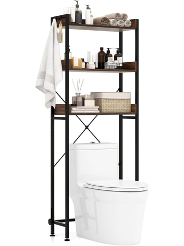 COSTWAY Toilettenregal 3-stufig in Braun