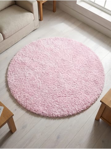 KADIMA DESIGN Teppich Hochflor Shaggy Waschbar Einfarbig RHEIN Strapazierfähig in Pink