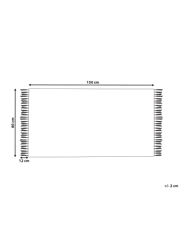 Beliani Geflochtener Teppich BADEMLI in Blau/Weiß - (W) 80 x (H) 1 x (L) 150 cm