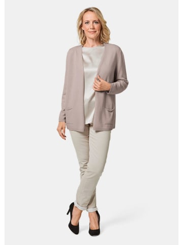 GOLDNER Kurzgröße:  Cardigan in langer offener Form in sand